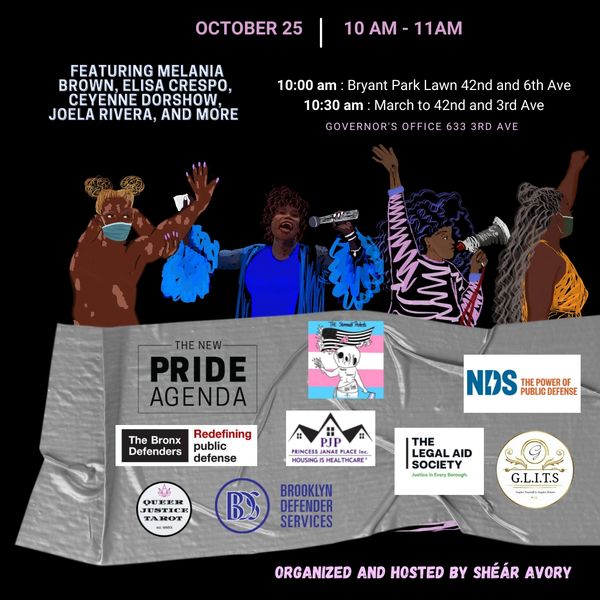 Stop the Transfers poster featuring protestors, performers, speakers, and organizers.