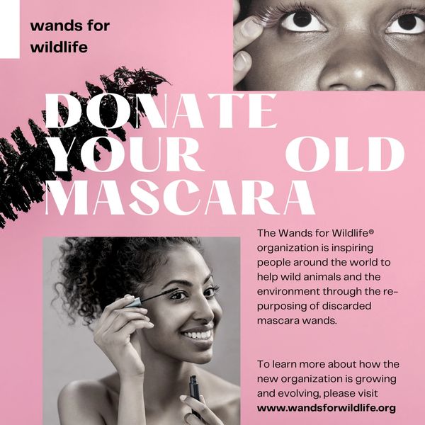 Pink background, wands for life ad featuring two black women putting makeup on their eyelashes.