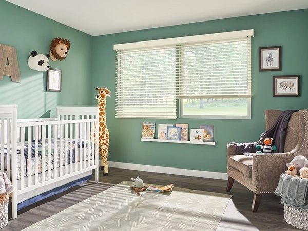 Cordless window blinds for kids' room.  Ideal window treatments for any home with children. 