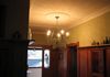 Ceiling repaired & painted, wallpaper hung above plate rail