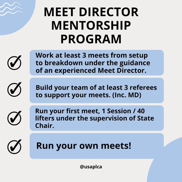 Steps to become a Meet Director through mentorship with experienced guidance and team support.