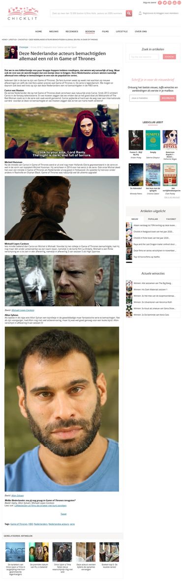 Allon Sylvain Dutch actor and voice actor based in london UK. Actor in Game of Thrones, Chicklit