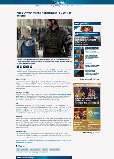 Allon Sylvain is a Dutch actor voice actor based in london, UK. Actor in Game of Thrones, Televisier