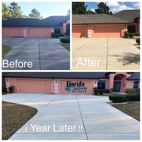 Our soft wash process combined with power washing gives a long lasting clean