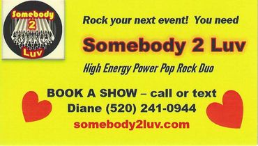 Somebody 2 Luv: High-energy pop rock duo for events, book via Diane.