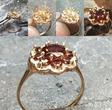 Prong Rebuild to set natural round garnets