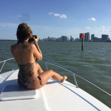 Celebrating friends enjoying Bachelorette Party Celebration Miami Tour Boat