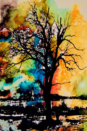 black tree abstract painting 