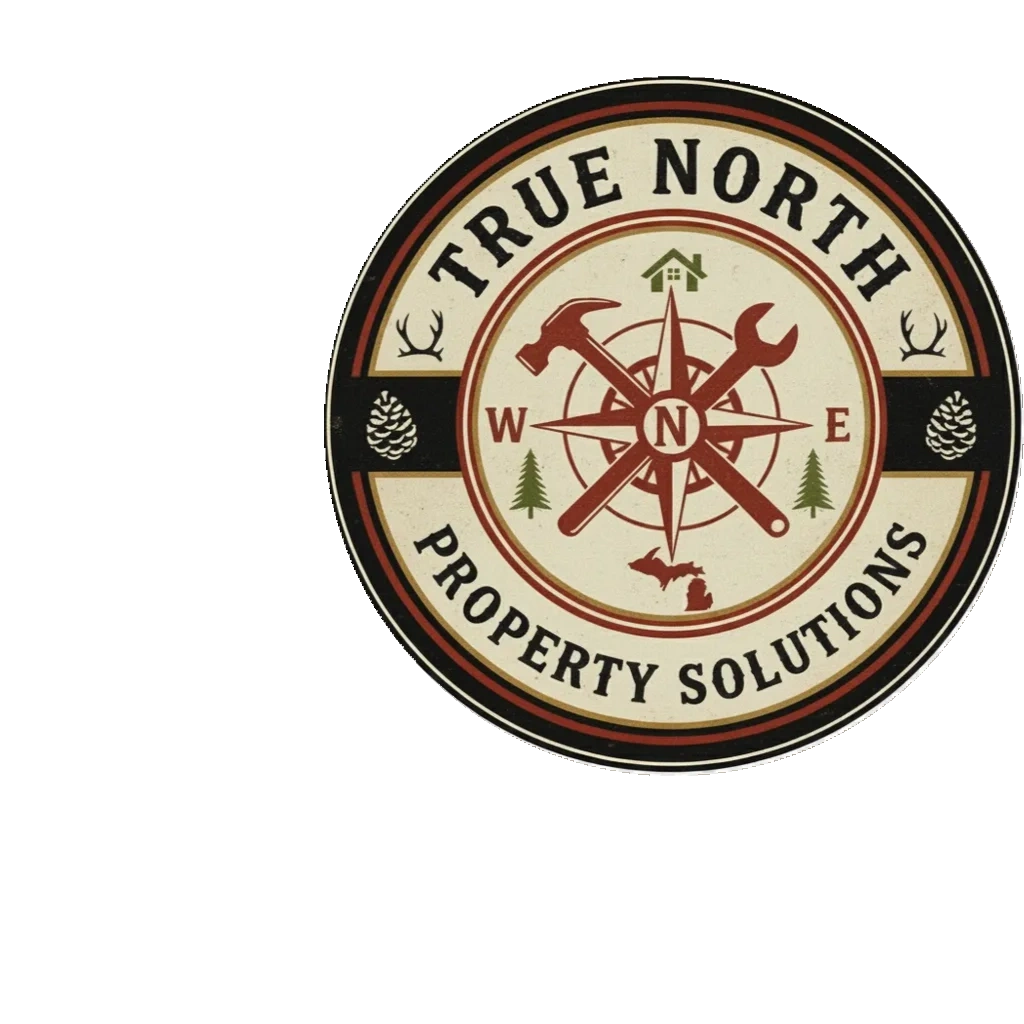 Logo of True North Property Solutions with compass and tools.