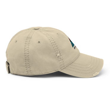Beige baseball cap with visible stitching and a small embroidered patch on the front.