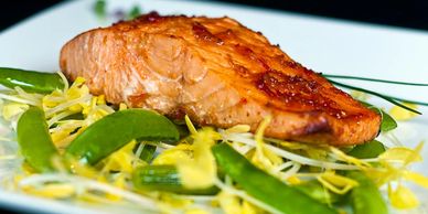 Salmon Served With Snap Peas from Chef Dom's Sioux Falls Corporate Catering