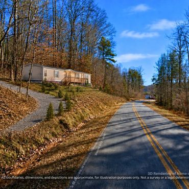 Quiet paved road in the country near wooded acreage for sale in Alexander County NC