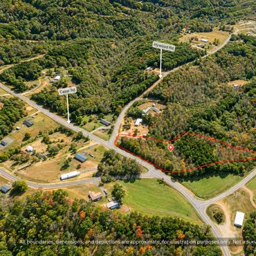 Aerial of wooded homesite off NC Highway 10 near Casar, Cleveland County NC
