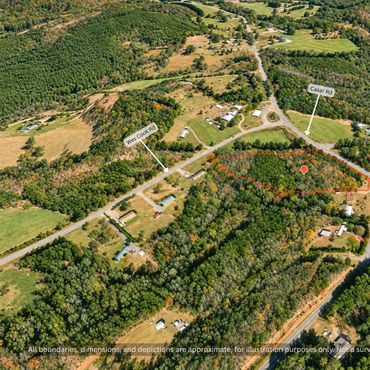 Aerial of 3.3 acres with Casar Rd, Hywood Rd and Wes Cook Rd labeled, Cleveland County NC