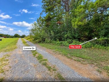 Lorene Dr gravel road, wooded homesite land on the right, Stanly County NC