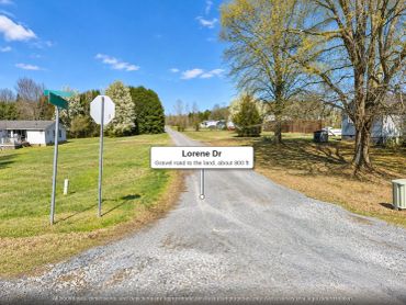 Lorene Dr starts here from paved Mabry Rd, about 800 ft to the land