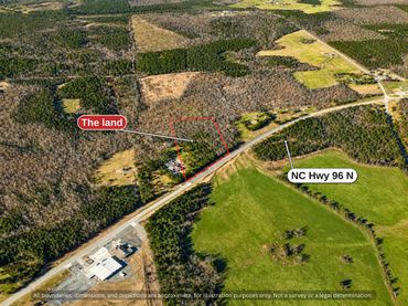 3D aerial of the wooded tract along NC Hwy 96, about 20 minutes north of downtown Oxford