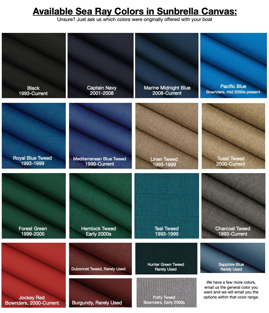 Sunbrella color card for Sea Ray boats