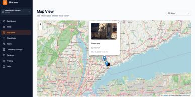 Map view showing a photo pinned in New York area.
