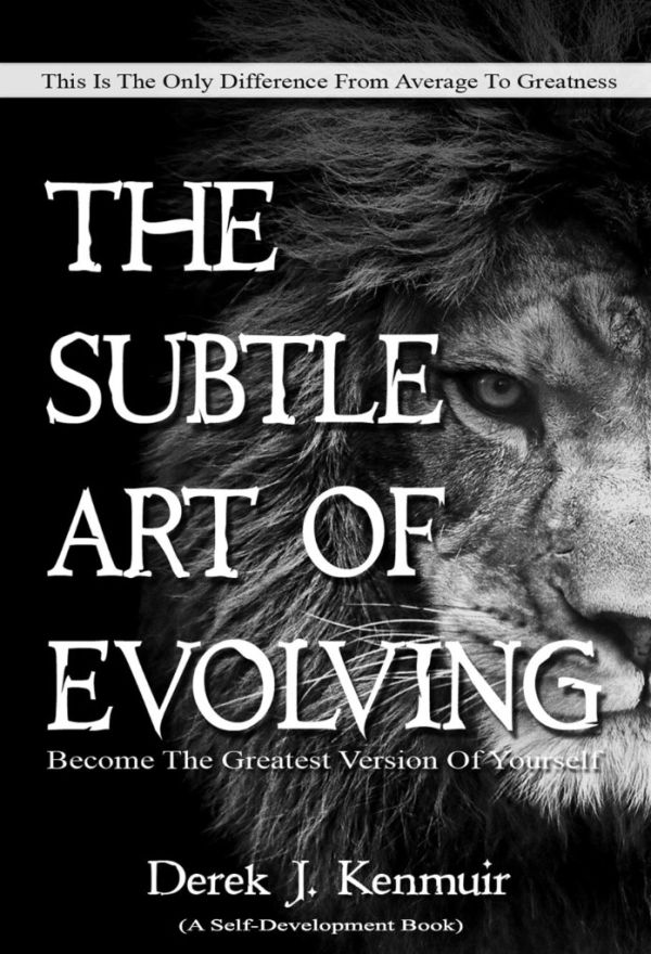 Motivational book cover featuring a lion and the theme of evolving to greatness.