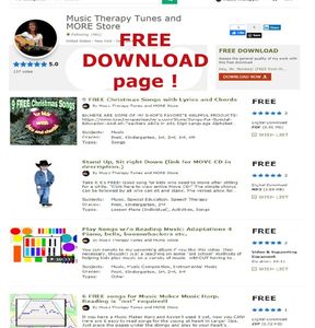 SHOWS THE FREE DOWNLOAD PAGE FOR MUSICTHERAPYTUNES ON TEACHERSPAYTEACHERS.COM