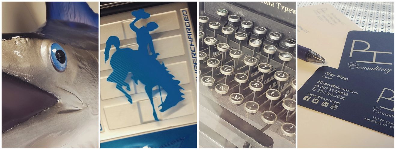 PH Consulting More than a Print Shop
Striped Marlin Wyoming Cowboys Steamboat Typewriter Corvette