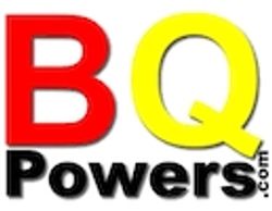 Logo with bold red and yellow letters 'BQ' and 'Powers.com' in black text.