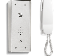 One way stainless steel Bell audio intercom system panel and handset for a door entry system