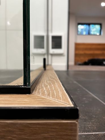 Close up photo from a custom steam shower install completed by Precision Glass in Whitefish Montana