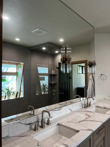 Precision Glass installed custom mirror for a custom mirror client in Whitefish Montana 59937
