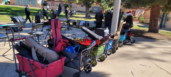 Parked Wagons with Gear at HPR Stage Balboa Park