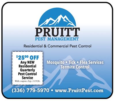 Pruitt Pest control Surry county Mt airy coupon