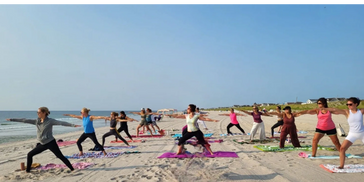group yoga morning beach Lavallette community sangha yoga near me 2 locations