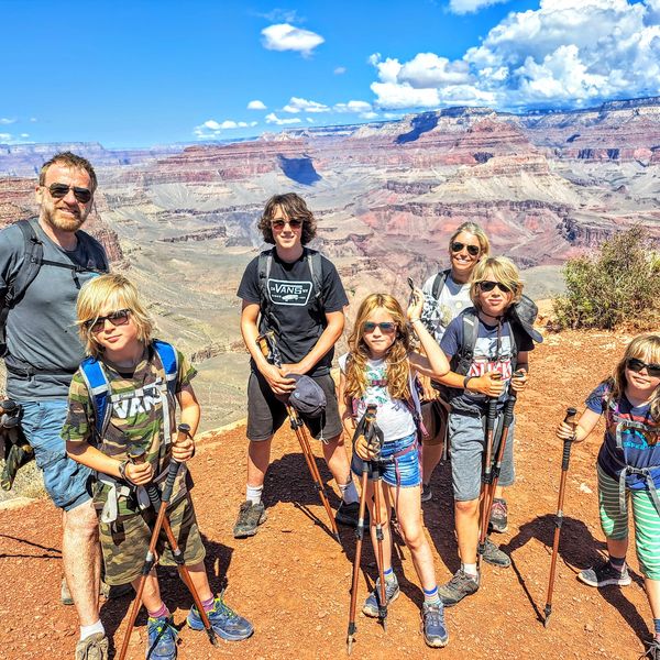 Family with amazing gear on an Only Grand Canyon Day Hike