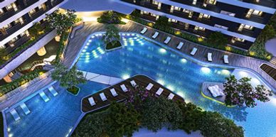 Vast swimming pool of Air Residences in Makati City