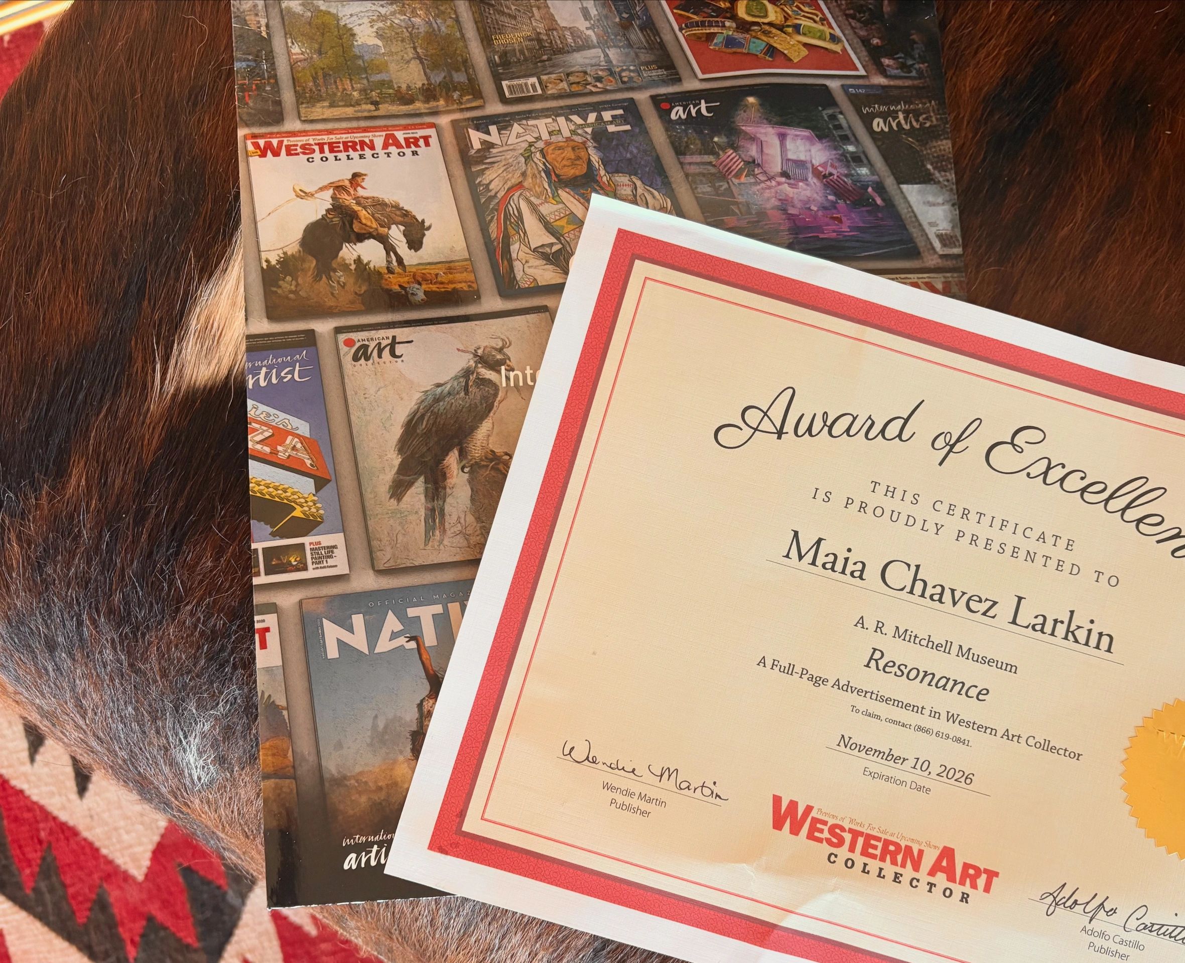 Honored to have received the distinction of the Award of Excellence from Western Art Collector Magaz