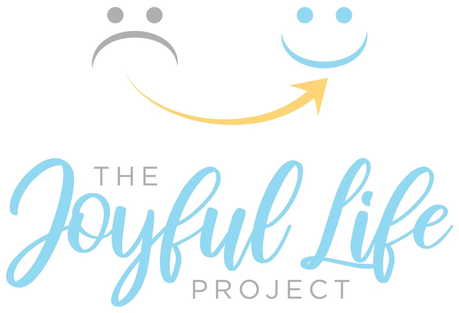 Joyful Life words with a sad and a happy face