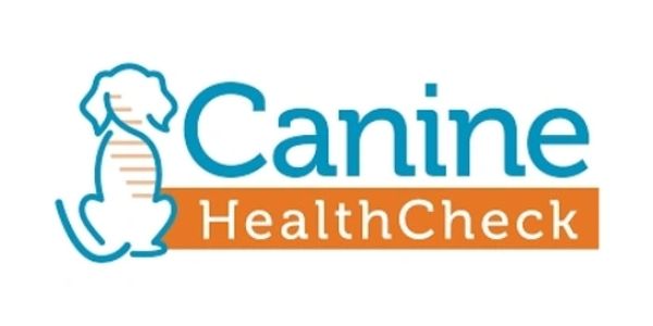 Logo of Canine Health Check with a dog outline and text.