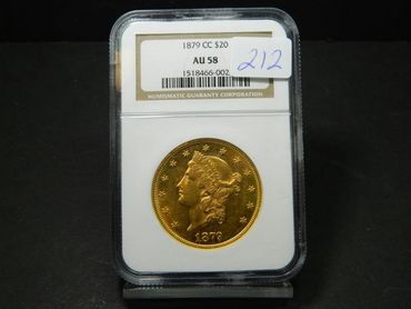 RARE 1879 CC $20 Gold AU 58 - Sold $30,000 (2022)