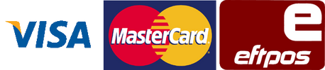 A picture of the Visa, Mastercard and Eftpos logos
