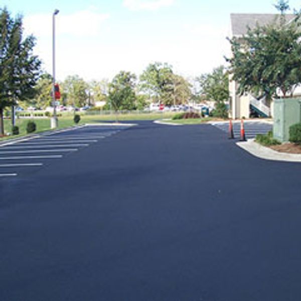 seal coated parking lot with new lines