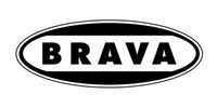Black and white logo with the word BRAVA inside an oval.