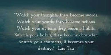 Inspirational quote by Lao Tzu about the power of thoughts and character.