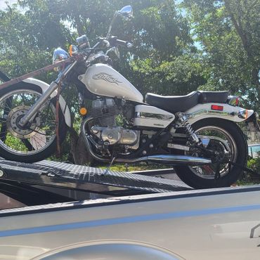 Towing a Honda Shadow for a customer.