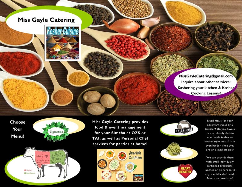 Miss Gayle Catering provides personal chef services of Kosher & Kosher Style Cuisine in Central Ky.