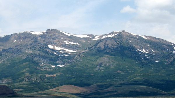 East face of hole in the mountain peak in Nevada
