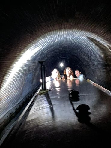 Islington tunnel London by canal boat.