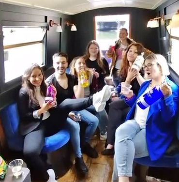 Canal boat party London.