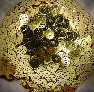 YELLOW BRASS DISCS -STAMPED, GROUND, TUMBLED -PRODUCED BY CUSTOM STAMPING