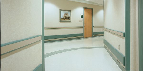 Color Coordinated Wall Protection System Solution in Hospital Corridor